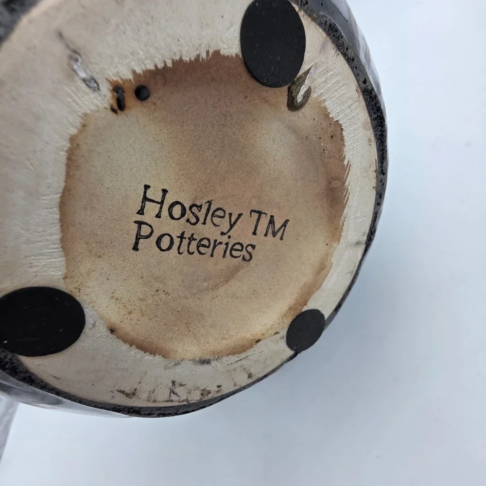 Vintage Large Hosley TM Brown Black Boho Drip Glaze Pottery Vase 12
